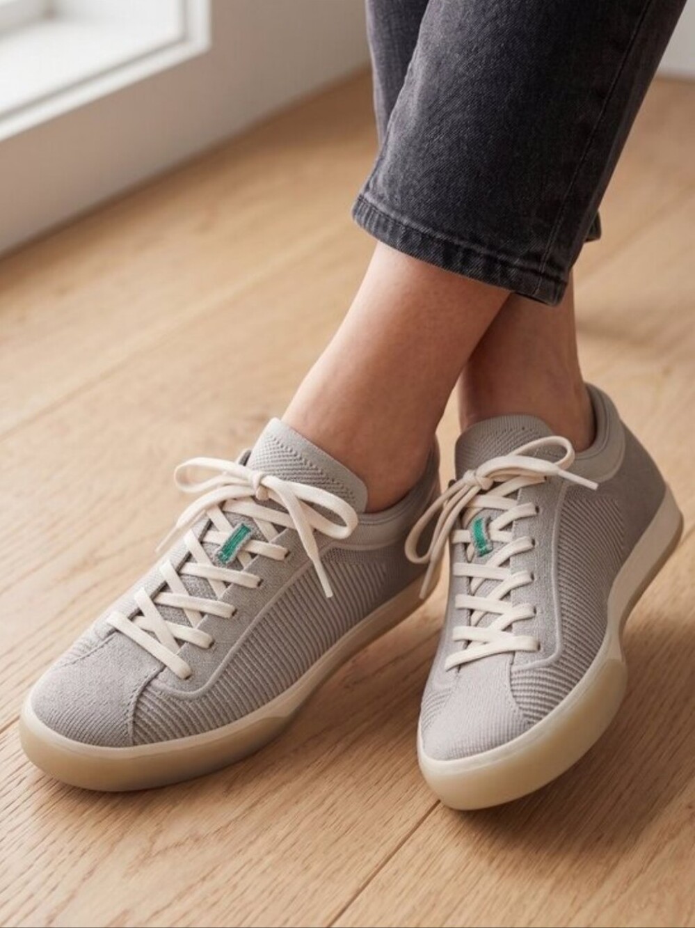 Rothys The Lace Up Sneaker Vintage Grey Size 8